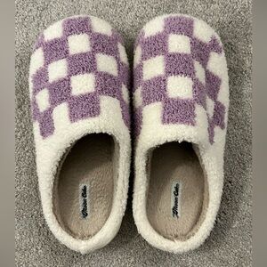 Mooncake Slippers - Purple Checker. GUC.